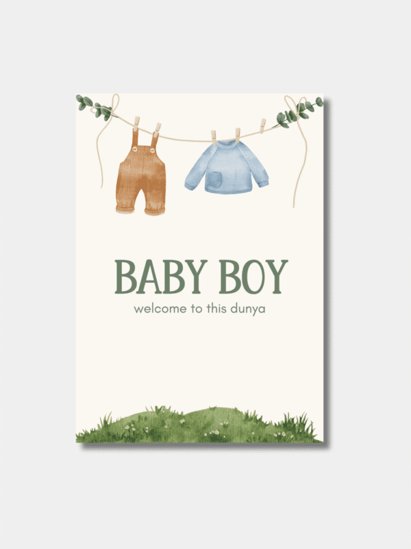 Geboorte Kaart Jongen A6 Kaart Voorkant Welkom Baby Boy Geboorte Kaart
