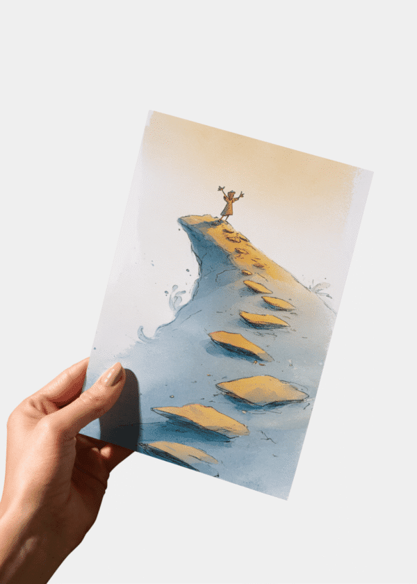 Een stijlvolle Kaart Geslaagd Alhamdulillah om jouw kind, vriend of familielid te feliciteren met een behaalde prestatie. Detail van de Geslaagd Wenskaart Kind in A6-formaat, premium kwaliteit.