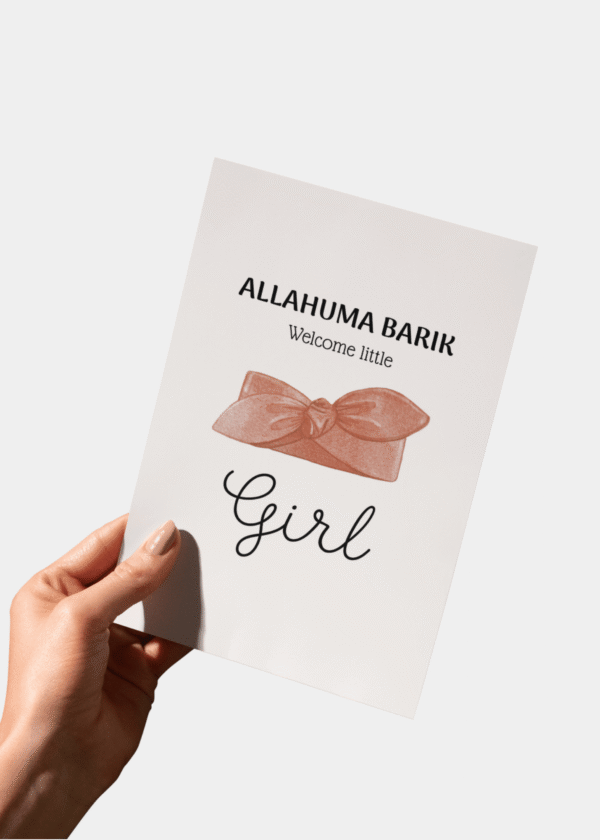 Allahuma Barik! Welcome little girl geboorte kaart