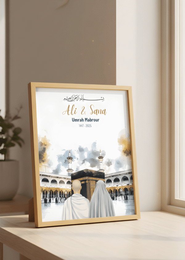 Gepersonaliseerde Umrah Poster – Umrah Mubarak Cadeau (Digitaal Bestand / Printable)