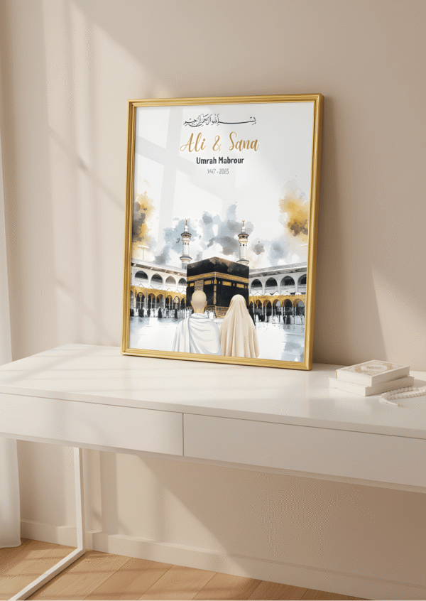 Gepersonaliseerde Umrah Poster – Umrah Mubarak Cadeau (Digitaal Bestand / Printable)