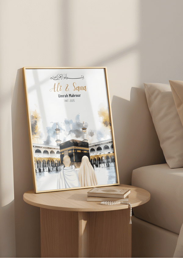 Gepersonaliseerde Umrah Poster – Umrah Mubarak Cadeau (Digitaal Bestand / Printable)