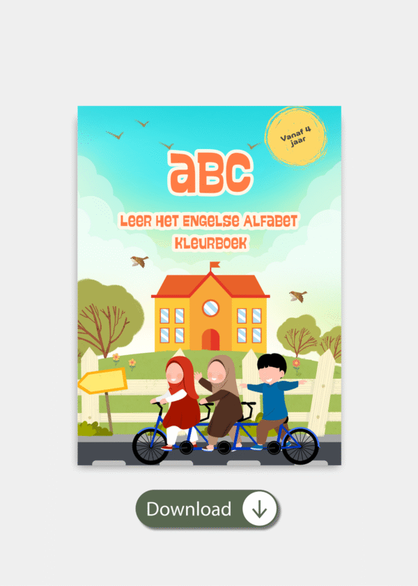 Cover van het Engels alfabet kleurboek leren, perfect voor kleuters