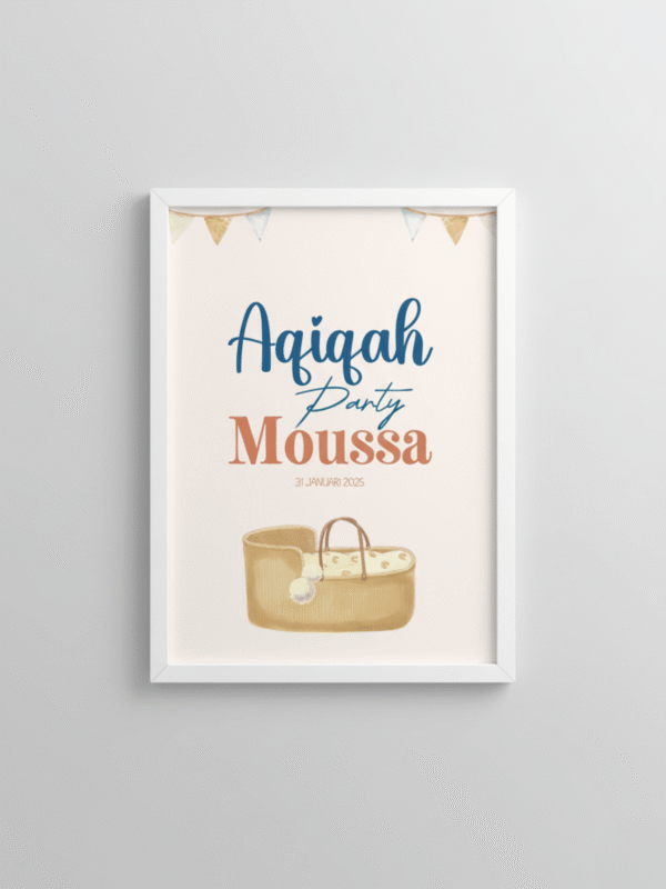Aqiqah Poster Jongen met witte lijst Aqiqah Poster Jongen met witte lijst