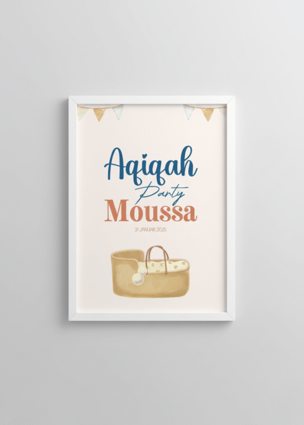 Aqiqah Poster Jongen met witte lijst