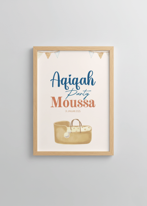 Gepersonaliseerde Aqiqah Poster in houten lijst