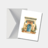 Housewarming kaart met Marokkaanse deur en witte envelop