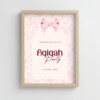 Gepersonaliseerd Welkomstbord Aqiqah | Roze Bloemen & Strik