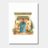 Aquarel illustratie Marokkaanse deur en bloeiende planten