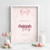 Gepersonaliseerd Welkomstbord Aqiqah | Roze Bloemen & Strik