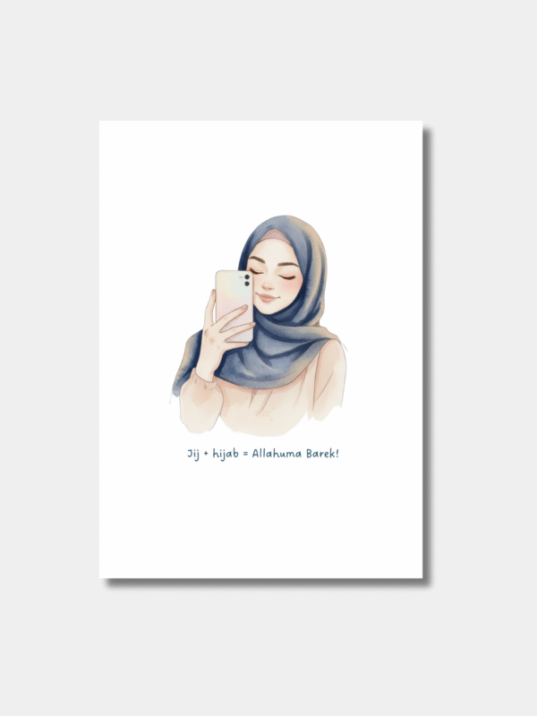 Illustratie van moslima die selfie neemt – Hijaab Gefeliciteerd