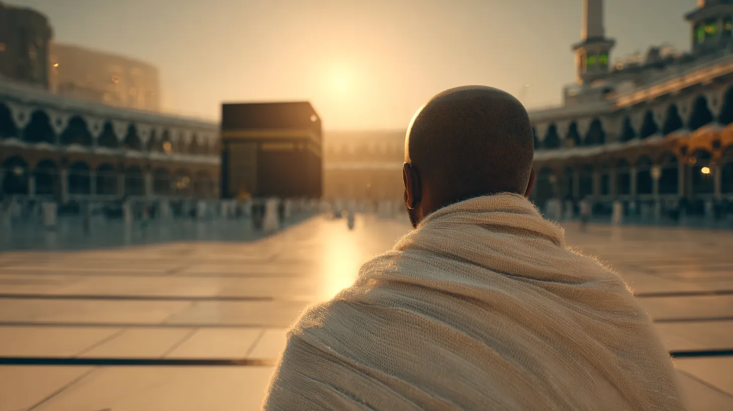 pelgrim-ihram-kabah-mekka-zonsopgang umrah voorbereiden.