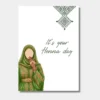 Waraqa wenskaart It's your Henna day met illustratie vrouw in groene jurk