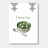 Waraqa wenskaart Henna day met illustratie van schaal groene henna en lepel