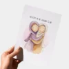 Detail van aquarel illustratie moslimvrouwen die elkaar omhelzen op wenskaart